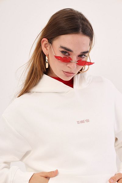 The Champ Clothing Φούτερ με κουκούλα Fleece To Have You Written Dice Printed White Unisex Hoodie φούτερ