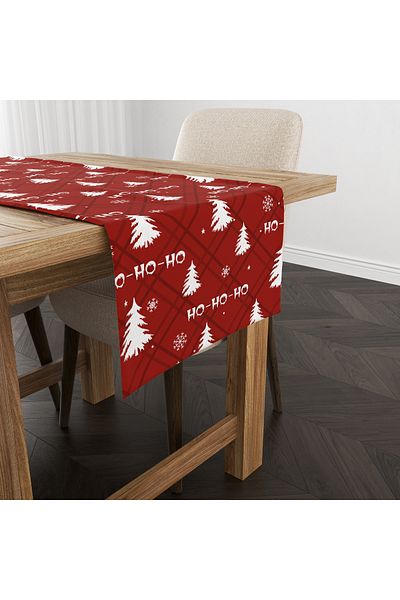 Evmila New Year Christmas Themed Hoho 40X140 cm Velvet Runner