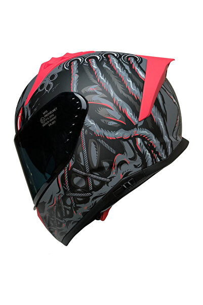 Genel Markalar Mts M-801 Kapalı Kask Güneş Vizörlü Dreka Gri-Kırmızı