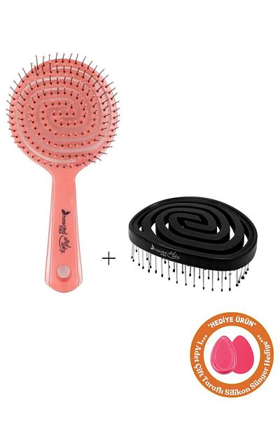 nascita Pro Black Oval Hair Brush - Three Dimensional + Travel Size