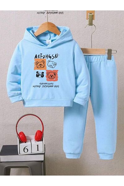 BENROMA Set de trening pentru copii cu imprimeu Teddy Bear - Unisex, Oversize Fit