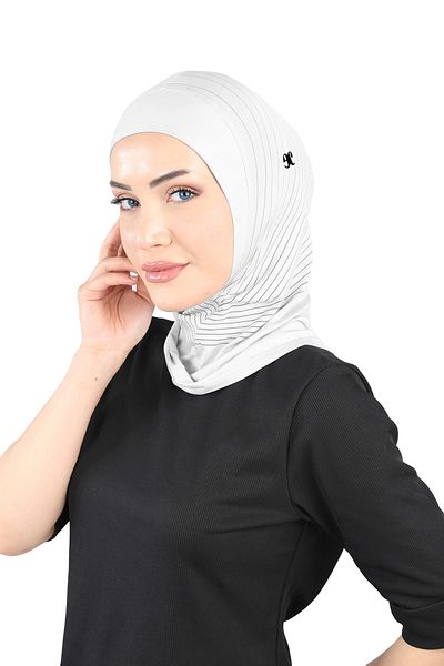 Ecardin St296-Visca Plain Striped 02 White Hooded Sweatshirt