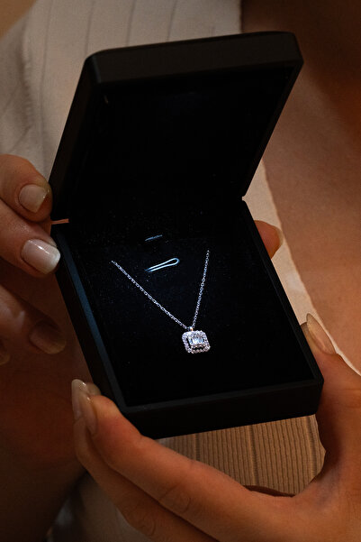 OSMANLI GÜMÜŞ Işıklı Lüks Siyah Kolye Kutusu