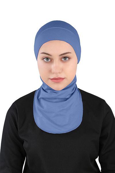 Ecardin Indigo Blue Small Hijab Neck Flexible Sports Bonnet - St 225