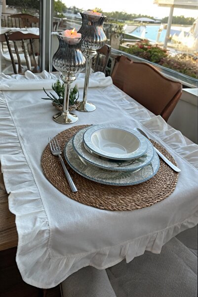 memhome Naturel Fırfırlı Runner Vintage 40x110 Cm