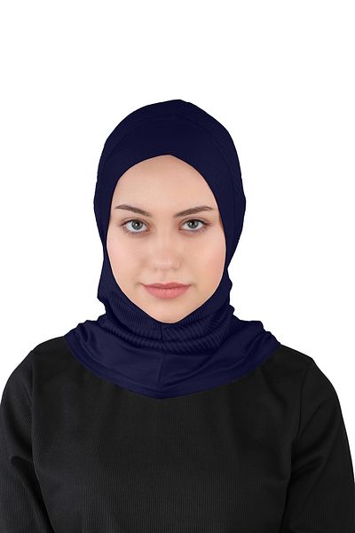 Ecardin Visca Series Wind Patterned Plain Hijab Turban - St 308 Navy Blue