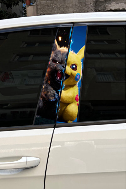 Quart Aksesuar ملصق باب السيارة ورقائق الفويل بتصميم بيكاتشو - 22x50 سم، قطعتين