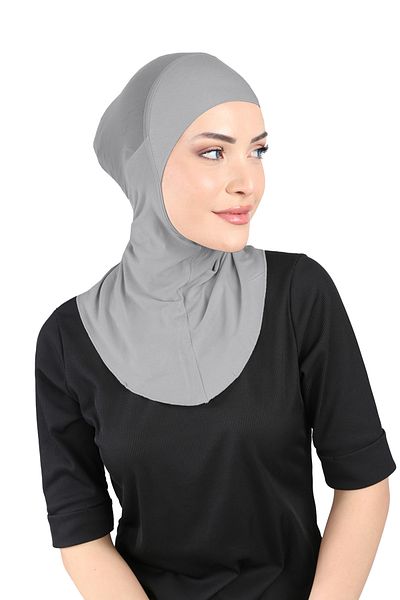 Ecardin Dark Gray Clima Fit Hijab Turban - Breathable and Anti-Sweat - St 228