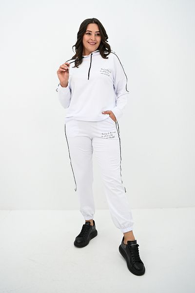 Koza Butik Women's Large Size Accessory Snap Detailed Tracksuit Set 8144-25