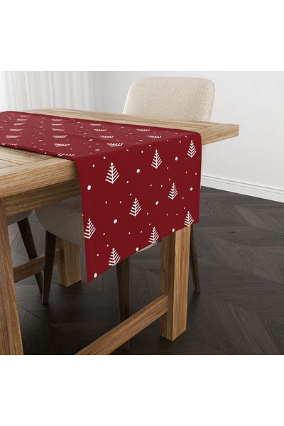 Evmila New Year Christmas Themed Pine Tree 40X140 cm Velvet Runner