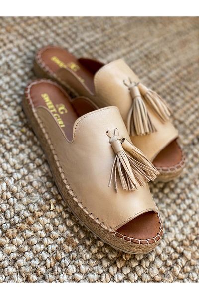 sovrana Real Leather Slippers Tan