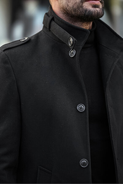 gm giyimarket Ανδρικό παλτό με μακριά λεπτή εφαρμογή