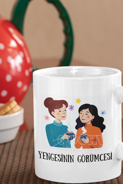 qoeuyl boutique Yenge-Görümce Baskılı Hediyelik Beyaz Seramik Kupa Bardak
