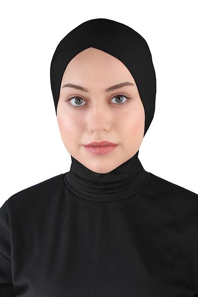 Ecardin Tiffany St293 - Comfortable Black Cross Hijab Bone01