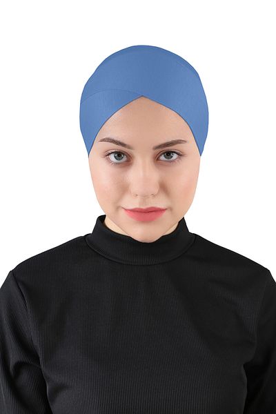 Ecardin Denim Blue Cross Hijab - St 233