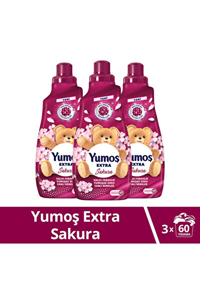 Yumoş Extra Concentrated Fabric Softener Sakura 1440 ml 60 Washes X3