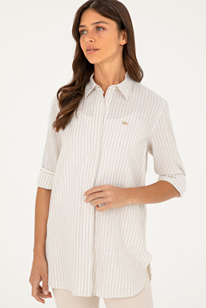 U.S. Polo Assn. Long Sleeve Stone Colored Women's Shirt -50289063-VR049