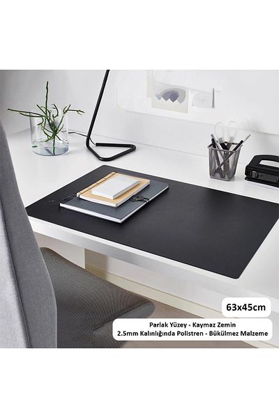 decorelax Black Shiny 63X45Cm Table Mat - Thick Polystyrene Material