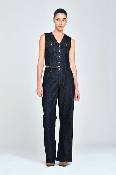 Pantamo Jeans Navy Blue Women's Denim Vest