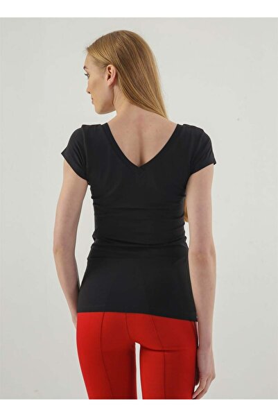 Jument Front-Back V-Neck Short Bodysuit -Black