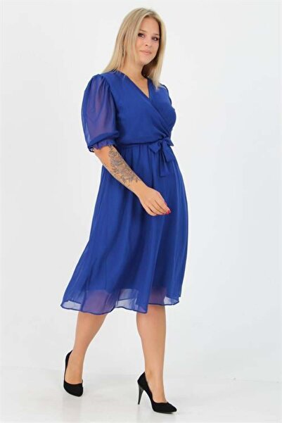 Dipmoda Дамска подплатена шифонна рокля в големи размери DPNB8062