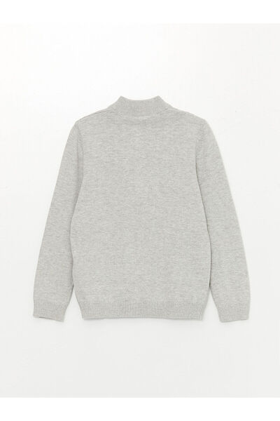 LC Waikiki Lcw Stand Collar Textured Boy's Knitwear Cardigan