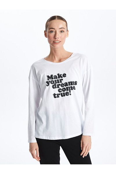 LC Waikiki LCW Damen-Pyjama-Set mit Rundhalsausschnitt, bedruckt, langärmelig