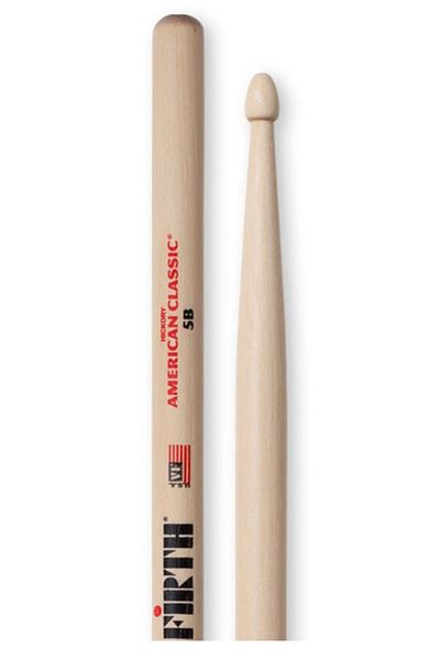 VIC FIRTH Vıcfırth V5B Baguette (Pair) 5B, Hıckory, 0.595"X16", Medium Taper Vıcfırth, V5B, Baguette (Pair) 5B Wood