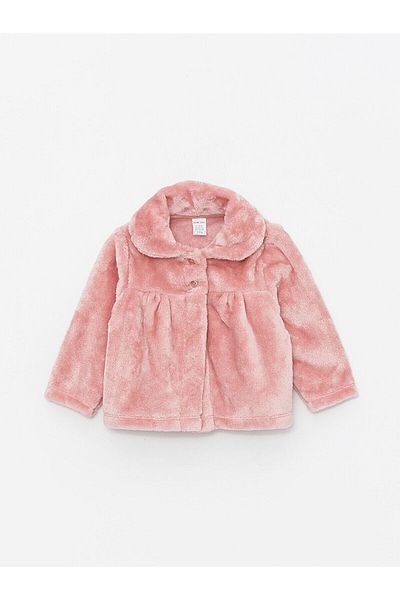 LC Waikiki Lcwk Baby Collar Long Sleeve Baby Girl Plush Cardigan