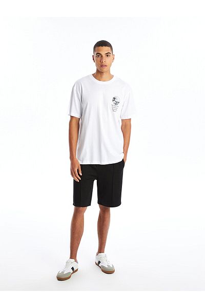 LC Waikiki LCW Herren-T-Shirt mit Rundhalsausschnitt, kurzärmlig, bedruckt, gekämmte Baumwolle