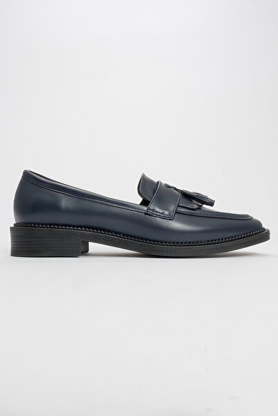 LuviShoes Dámske mokasínové topánky Li̇ly Navy Blue Skin