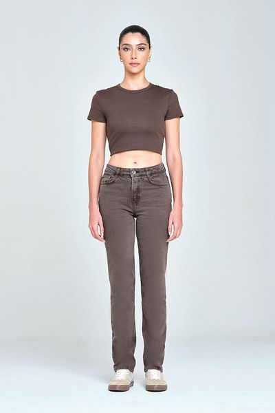 Pantamo Jeans Кафяви прави дънки SEAL BROWN KADIN
