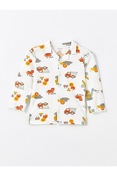 LC Waikiki Lw - Polo Collar Long Sleeve Printed Baby Boy Pajama Set
