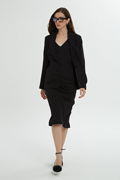 GİZİA Siyah Ceket ve Kalem Elbise Takım