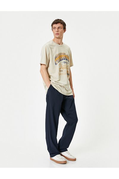 Koton Bedrucktes Baumwoll-T-Shirt mit Rundhalsausschnitt und Slogan