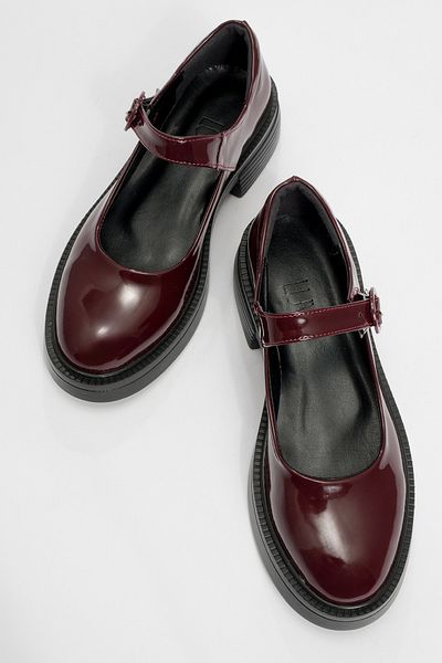 LuviShoes Petric Claret Red Patent Leather Women's Loafer Shoes