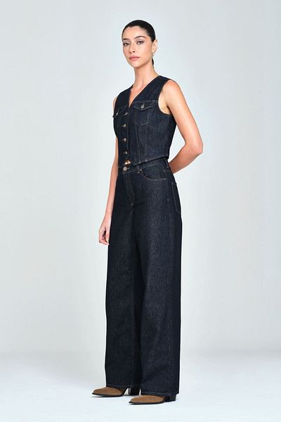 Pantamo Jeans Navy Blue Women's Denim Vest