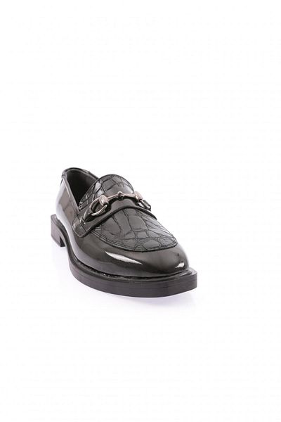 DGN Loafer negru șifonat - Pantofi de damă cu cataramă în față 31821097