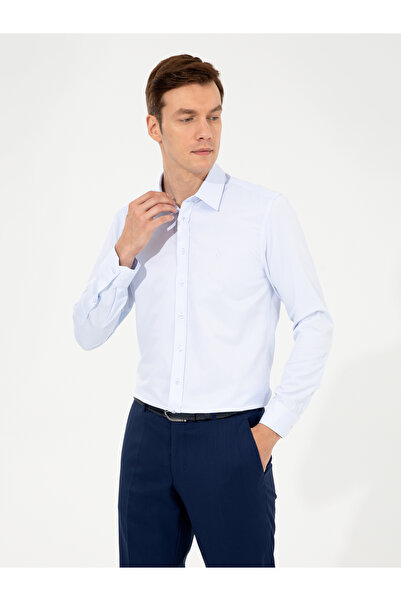 Cacharel Mavi Slim Fit Uzun Kollu Basic Gömlek 50258544-VR036