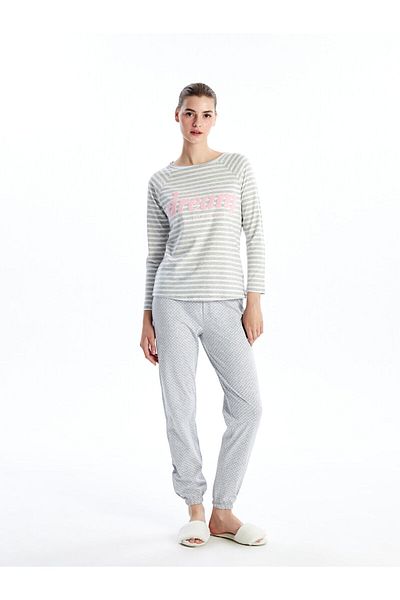 LC Waikiki Lcwk Crew Neck Printed Women's Pajamas Set