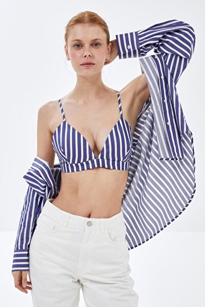pieces of melon Lacivert-beyaz Cizgilli Çizgili Büstiyer