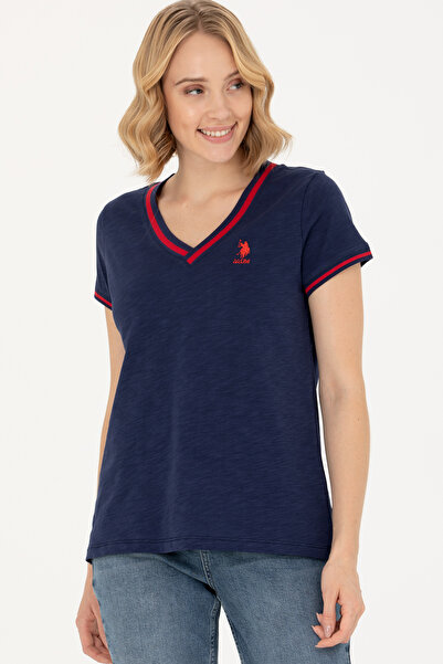U.S. Polo Assn. Women's Navy Blue V-Neck T-Shirt 50271619-Vr033