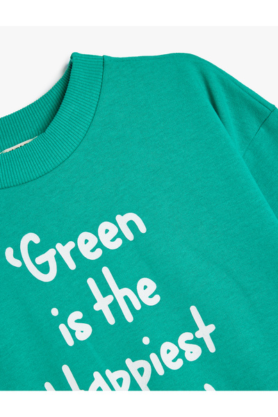 Koton Slogan Baskılı Uzun Kollu Şardonlu Pamuklu Sweatshirt