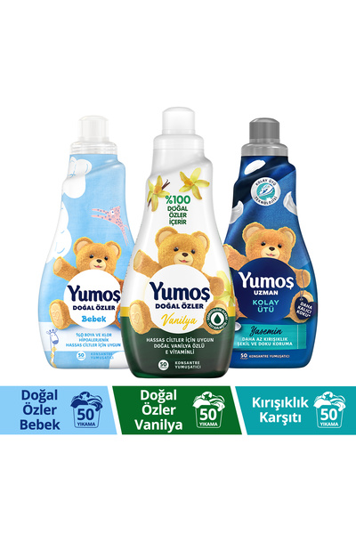 Yumoş Konsantre Çamaşır Yumuşatıcısı 1200 ml Doğal Özlerx1 Bebekx1 Kırışıklık...