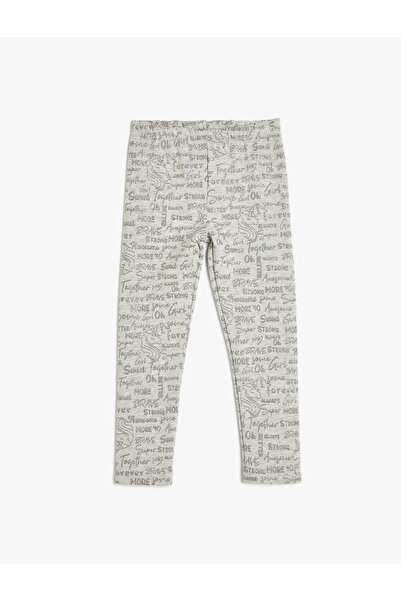 Koton Gray Girl's Unicorn Printed Leggings