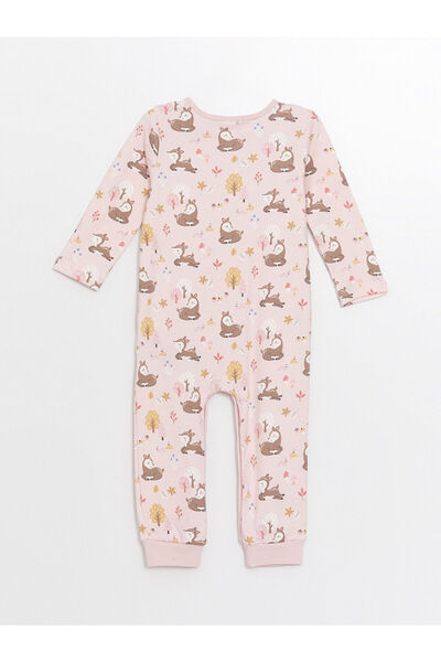 LC Waikiki Lcwk Bisiklet Yaka Uzun Kollu Baskılı Kız Bebek Tulum