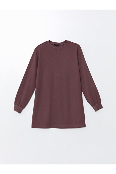 LC Waikiki Γυναικείο φούτερ με λαιμόκοψη ποδηλατικού τύπου με μοτίβο LCW Modest Plum