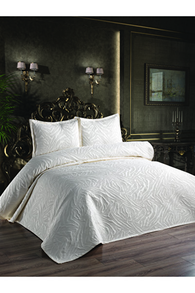 VENADORA Venada Ultrasonik Kapitoneli Çift Kişilik Yatak Örtüsü Seti 3 Parça - Krem