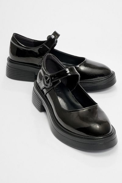 LuviShoes Petric Black Patent Leather Women's Loafer Shoes