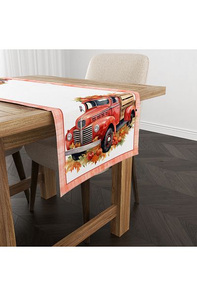 Evmila Autumn Patterned 40X140 cm Velvet Runner